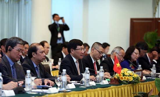 Đoàn Việt Nam tại kỳ họp thứ 17 Ủy ban Hỗn hợp Việt Nam - Campuchia. Ảnh: VGP