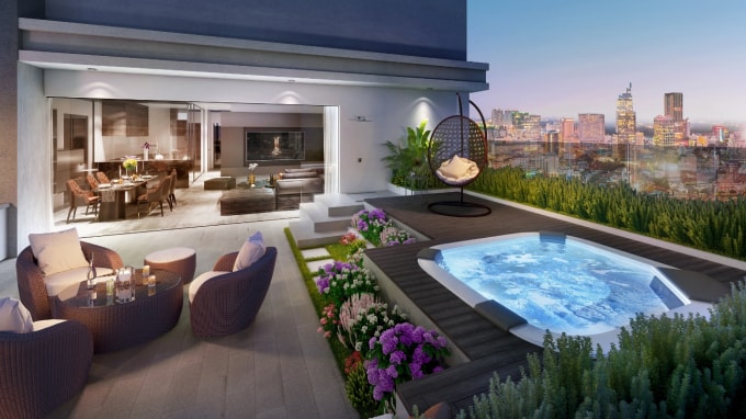 Phối cảnh nội thất Sky Villa tại The Grand Manhattan