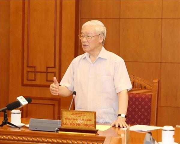 Tổng Bí thư, Chủ tịch nước Nguyễn Phú Trọng phát biểu tại cuộc họp. Ảnh: TTXVN