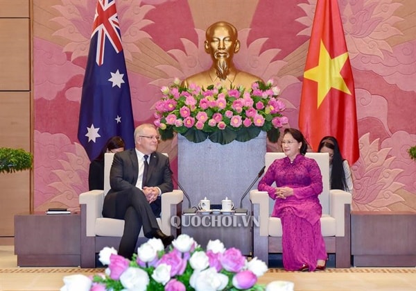 Chủ tịch Quốc hội Nguyễn Thị Kim Ngân hội kiến Thủ tướng Australia Scott Morrison đang thăm chính thức Việt Nam. Ảnh: quochoi.vn
