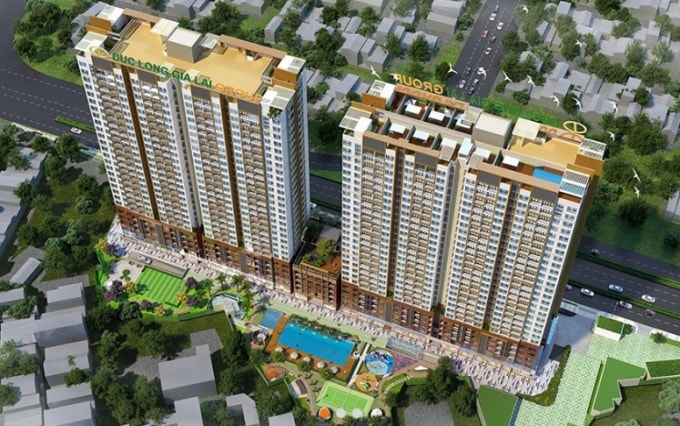 Phối cảnh dự án Trung tâm Thương mại căn hộ cao cấp Dragon Court hay còn gọi là Đức Long Golden Land. Nguồn IT