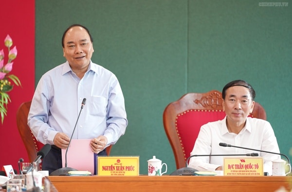 Thủ tướng phát biểu tại buổi làm việc với tỉnh Thái Nguyên. Ảnh VGP