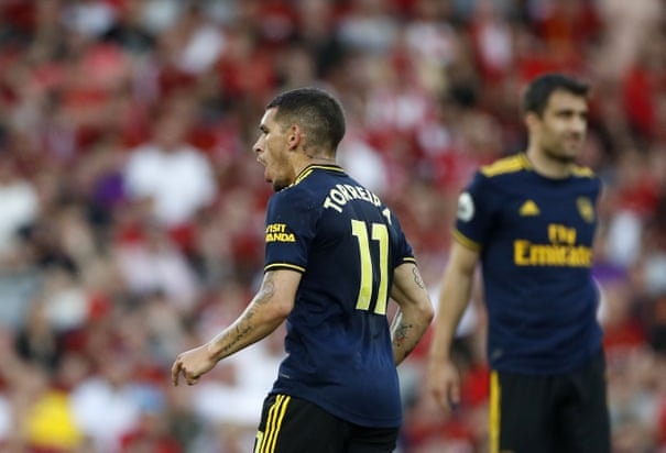 Torreira mang về bàn thắng danh dự cho Arsenal. Ảnh: Getty