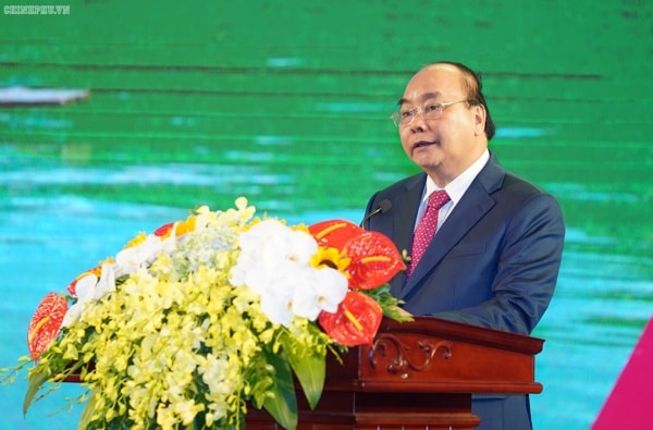 Thủ tướng Nguyễn Xuân Phúc phát biểu tại lễ kỷ niệm. Ảnh VGP