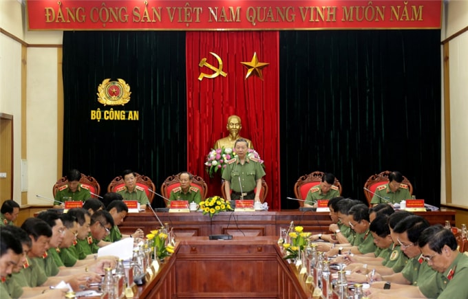 Đại tướng Tô Lâm phát biểu tại Hội nghị. Ảnh BCA