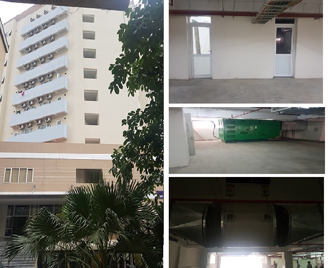 Vi phạm quy định về PCCC tại công trình Bệnh viện Tuệ Tĩnh tại Số 2 Trần Phú, quận Hà Đông. Ảnh: Công an thành phố Hà Nội