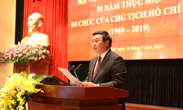 Đồng chí Nguyễn Xuân Thắng phát biểu tại Hội thảo. Ảnh: Mạnh Thắng