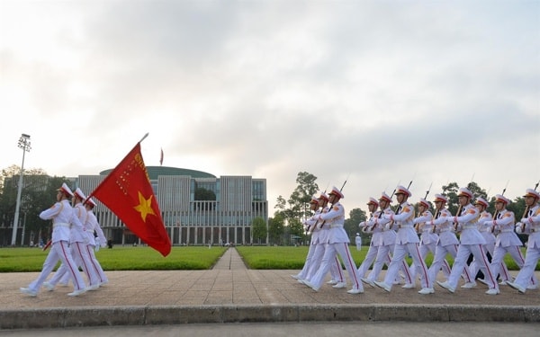 Lễ thượng cờ Tổ quốc trên Quảng trường Ba Đình ngày 2/9/2019. Ảnh: TTXVN