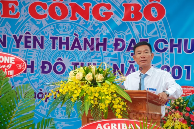 Ông Lê Văn Hồng - Bí thư Thị trấn phát biểu tại buổi lễ
