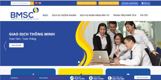 Website của Công ty cổ phần Chứng khoán Bảo Minh