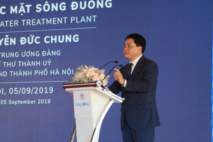 Ông Nguyễn Đức Chung - Uỷ viên Trung ương Đảng, Chủ tịch UBND Thành phố Hà Nội đánh giá cao những kết quả của NMNM sông Đuống đã đạt được.