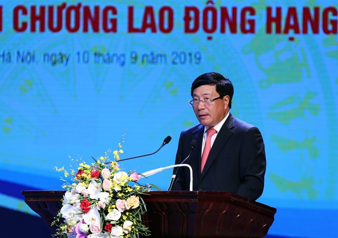 Phó Thủ tướng, Bộ trưởng Bộ Ngoại giao Phạm Bình Minh phát biểu tại buổi lễ. Ảnh: VGP