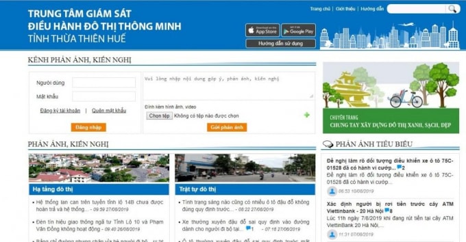 Kênh phản ánh, kiến nghị của Trung tâm giám sát Đô thị thông minh.