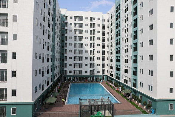 Khu nhà ở xã hội Bắc Ninh do HUD đầu tư có bể bơi đẹp, hiện đại - Ảnh: H.D