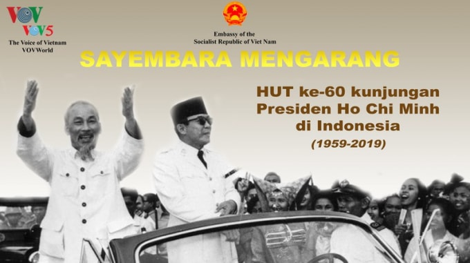 Tranh cổ động Cuộc thi viết về chuyến thăm Indonesia của Chủ tịch Hồ Chí Minh. Ảnh: VOV