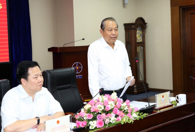 Phó Thủ tướng Thường trực Trương Hòa Bình phát biểu tại buổi làm việc. Ảnh: VGP