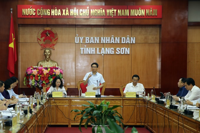 Phó Thủ tướng Chính phủ Vũ Đức Đam làm việc với UBND tỉnh Lạng Sơn. Ảnh: VGP