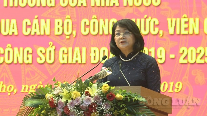 Phó chủ tịch nước Đặng Thị Ngọc Thịnh phát biểu tại buổi lễ.