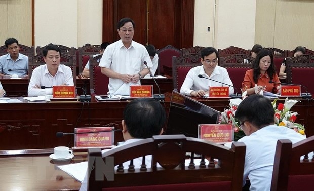 Đồng chí Bùi Văn Quang, Chủ tịch Ủy ban Nhân dân tỉnh Phú Thọ phát biểu tại buổi làm việc. Ảnh: Trung Kiên/TTXVN