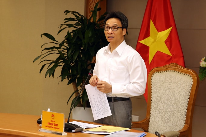 Phó Thủ tướng Vũ Đức Đam phát biểu tại cuộc họp. Ảnh: VGP