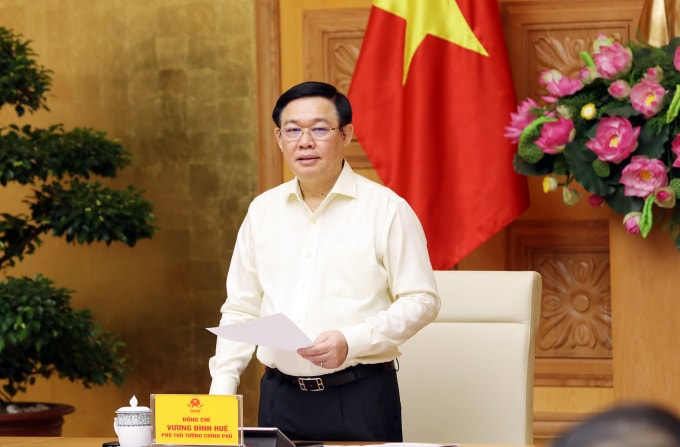 Phó Thủ tướng Vương Đình Huệ, Trưởng Ban chỉ đạo điều hành giá phát biểu tại cuộc họp. Ảnh: VGP