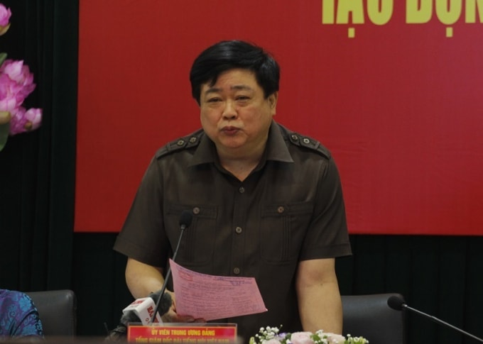 Đồng chí Nguyễn Thế Kỷ - Ủy viên Trung ương Đảng, Tổng Giám đốc Đài Tiếng nói Việt Nam phát biểu tại hội thảo. Ảnh: Ánh Trần