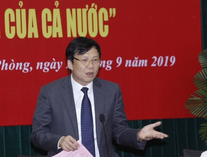 Đồng chí Hồ Quang Lợi, Phó Chủ tịch Thường trực Hội Nhà báo Việt Nam phát biểu tại hội thảo. Ảnh: Ánh Trần