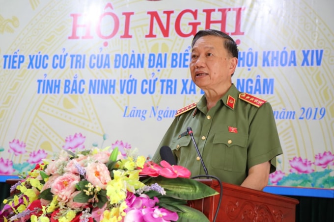 Bộ trưởng Tô Lâm phát biểu tại buổi tiếp xúc.