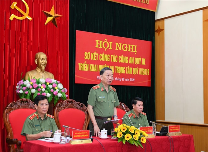 Đại tướng Tô Lâm phát biểu chỉ đạo tại Hội nghị. Ảnh: BCA.