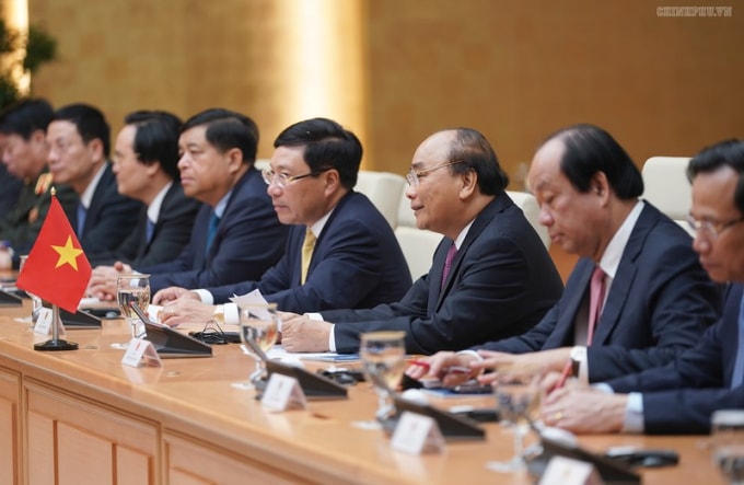 Thủ tướng Nguyễn Xuân Phúc cho rằng quan hệ Việt Nam - Campuchia vốn có truyền thống lâu dài, hiện nay đang ngày càng phát triển. Hai bên đều thể hiện sự ủng hộ lẫn nhau trên các diễn đàn quốc tế. Ảnh: VGP.
