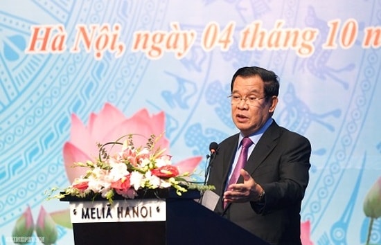 Thủ tướng Campuchia Samdech Techno Hun Sen phát biểu. Ảnh: VGP