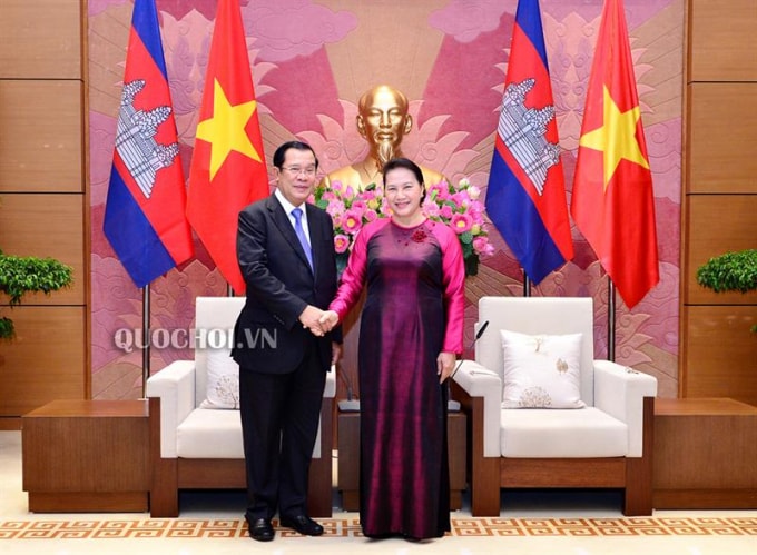 Chủ tịch Quốc hội Nguyễn Thị Kim Ngân hội kiến Thủ tướng Vương quốc Campuchia Samdech Techo Hun Sen.