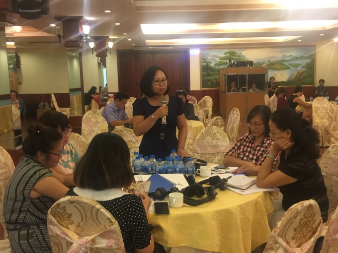 Doanh nhân Nguyễn Thị Phỉ nêu ý kiến tại hội nghị. Ảnh: VĐ