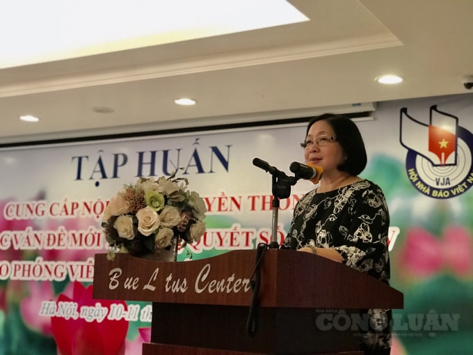 Bà Nguyễn Thị Ngọc Lan – Phó Tổng cục trưởng, Tổng cục DS – KHHGĐ phát biểu trong buổi tập huấn. Ảnh: Thu Thủy