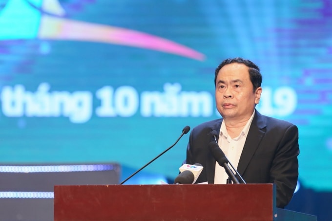 Chủ tịch UBTƯ MTTQ Việt Nam Trần Thanh Mẫn phát biểu tại chương trình. Ảnh: QV