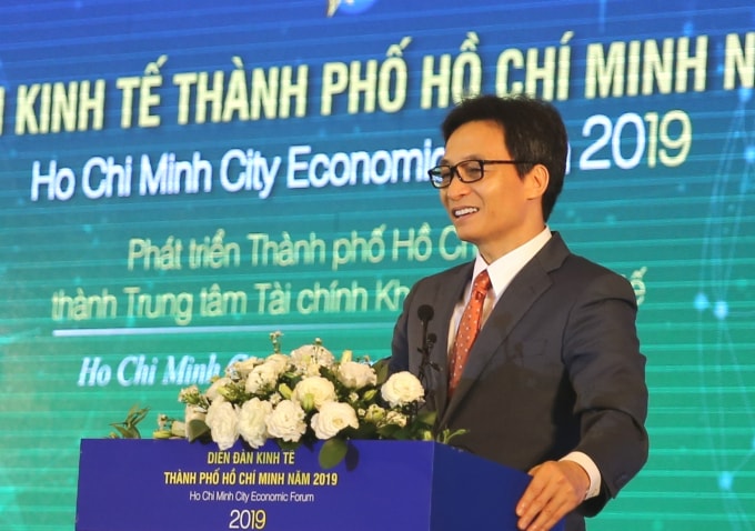 Phó Thủ tướng Vũ Đức Đam phát biểu tại Diễn đàn kinh tế thành phố Hồ Chí Minh năm 2019. Ảnh: VGP