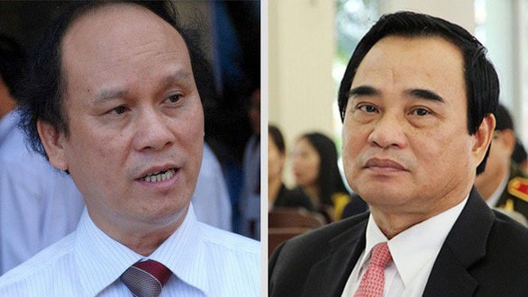 Bị can Trần Văn Minh (trái) và bị can Văn Hữu Chiến.
