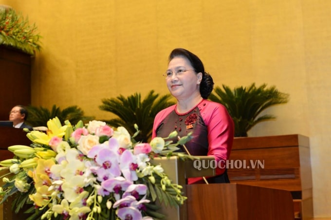 Chủ tịch Quốc hội Nguyễn Thị Kim Ngân phát biểu khai mạc kỳ họp thứ 8, Quốc hội khóa XIV.