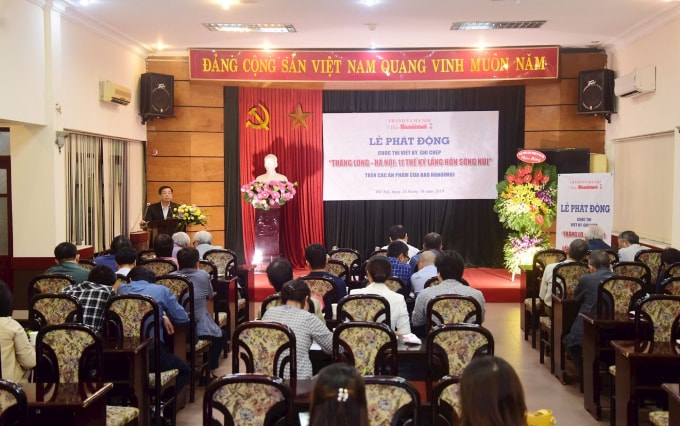 Lễ phát động cuộc thi viết ký, ghi chép “Thăng Long - Hà Nội: 11 thế kỷ lắng hồn sông núi”. Ảnh: Viết Thành