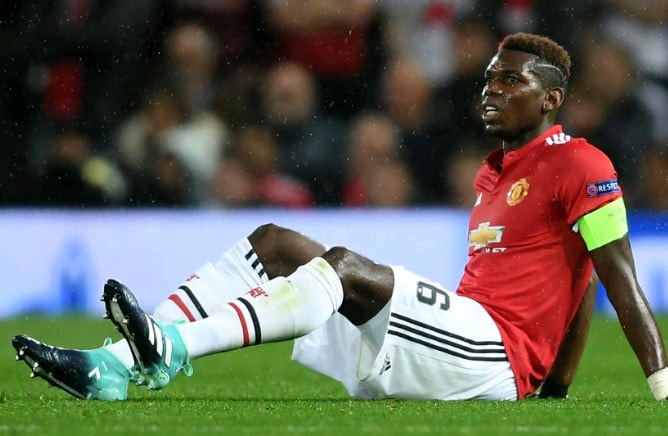 Pogba dính chấn thương ảnh hưởng khá nhiều đến lối chơi của Manchester United. Ảnh: Getty
