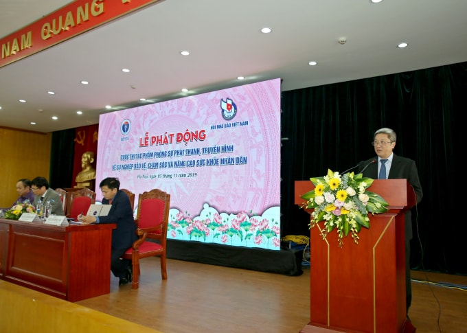 Đồng chí Nguyễn Trường Sơn, Thứ Trưởng Bộ Y Tế phát biểu tại buổi lễ. Ảnh: Sơn Hải