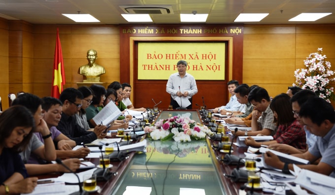 Giám đốc BHXH Thành phố Nguyễn Đức Hoà khẳng định 5 doanh nghiệp đã có dấu hiệu phạm tội về BHXH, BHYT, BHTN. Ảnh: BHXH Thành phố Hà Nội.