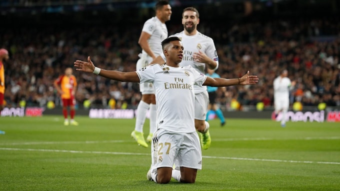 Real Madrid sớm nắm ưu thế trước Galatasaray với 2 bàn thắng của Rodrygo. Ảnh: Getty