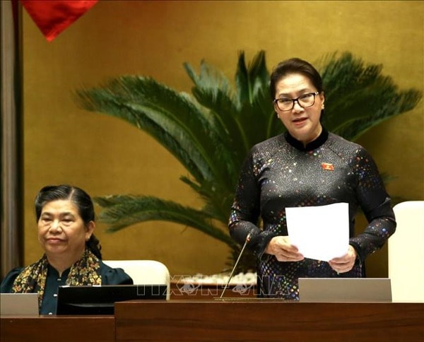 Chủ tịch Quốc hội Nguyễn Thị Kim Ngân phát biểu kết thúc Phiên chất vấn và trả lời chất vấn. Ảnh: TTXVN