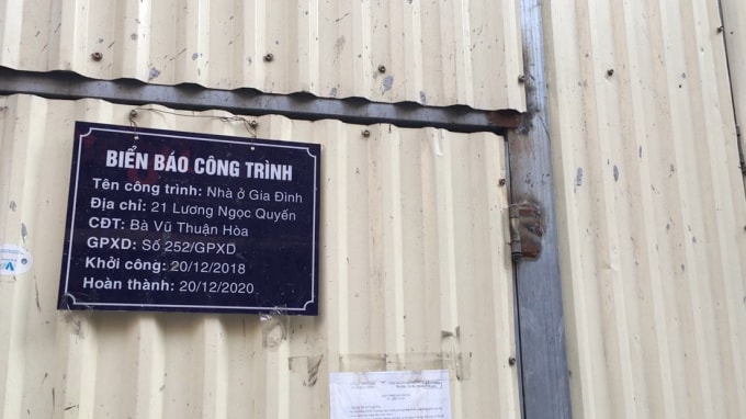 Công trình số 21 Lương Ngọc Quyến do bà Vũ Thuận Hòa làm chủ đầu tư thi công không đảm bảo an toàn, làm lún nứt nhà dân.