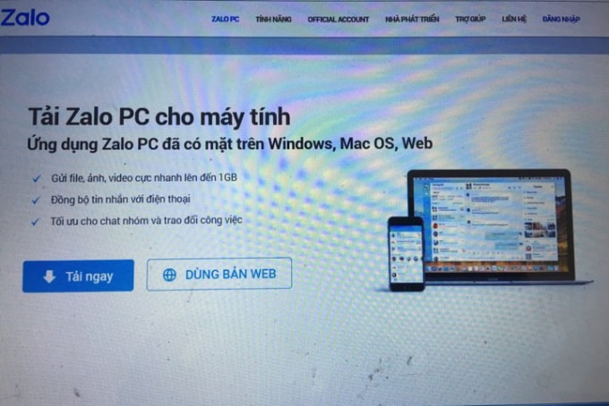 Tên miền “Zalo.vn” của Công ty cổ phần VNG đã bị tạm ngừng cung cấp trong thời gian 45 ngày. Ảnh:PV