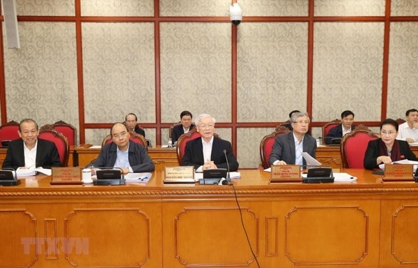 Tổng Bí thư, Chủ tịch nước Nguyễn Phú Trọng phát biểu chỉ đạo buổi làm việc với Ban Thường vụ Tỉnh ủy Thừa Thiên Huế. Ảnh: TTXVN