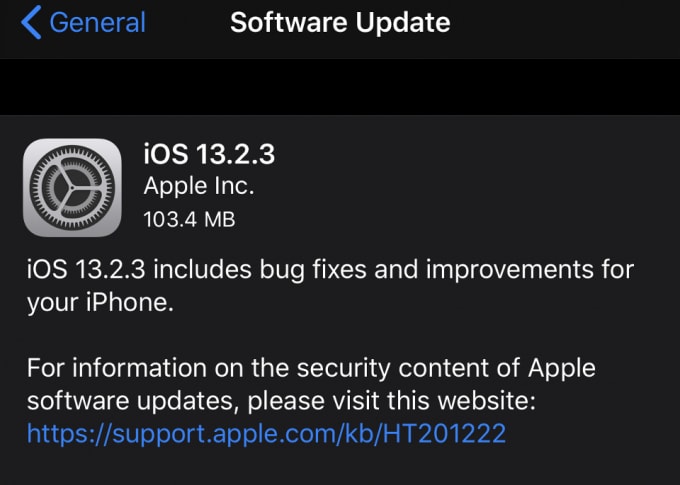 Apple tung ra iOS 13.2.3 sửa lỗi liên quan Mail. Ảnh: Forbes
