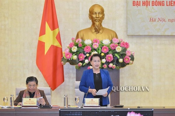 Chủ tịch Quốc hội Nguyễn Thị Kim Ngân phát biểu tại phiên họp. Ảnh: quochoi.vn