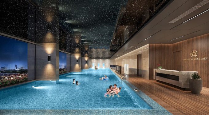 Five Star West Lake là dự án hiếm hoi phát triển loại bể bơi nước mặn bốn mùa.